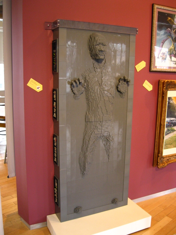 Han Solo trapped in carbonite..made entirely out of Legos!